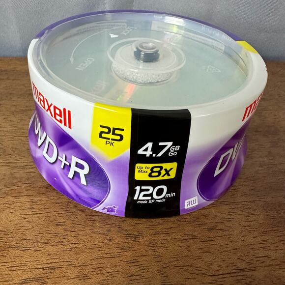 New Sealed Package 25 Maxell DVD + R 120 Minute Blank Media 4.7gb on Spindle - Picture 4 of 4